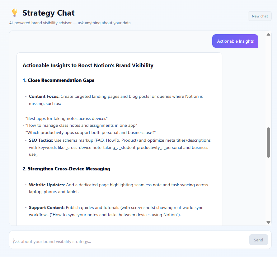Actionable recommendations